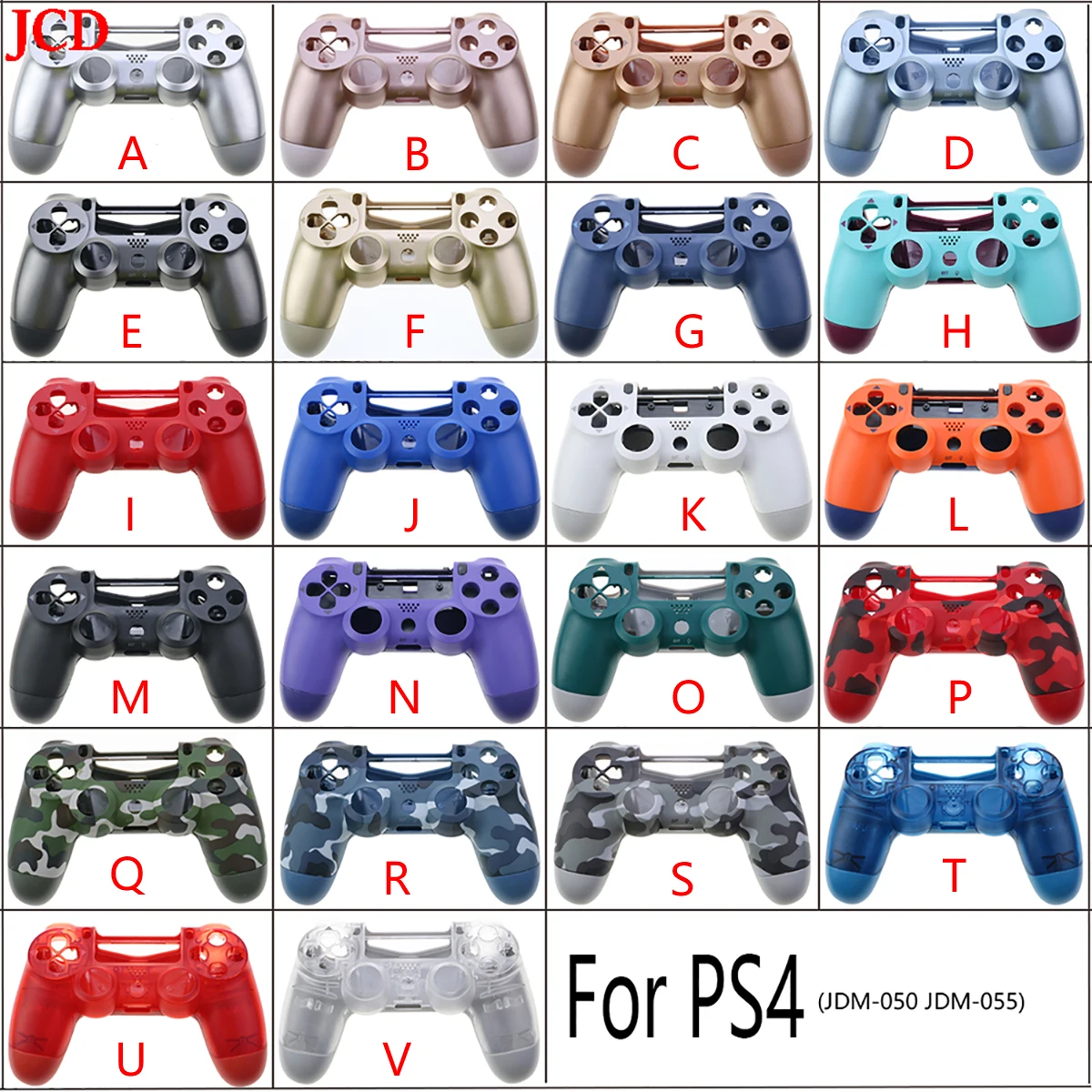 JCD 1 Pcs For PS4 JDM-050 JDM-055 JDS 055 JDS 050 Controller Front Back Housing Shell Case Replacement Parts Joystick