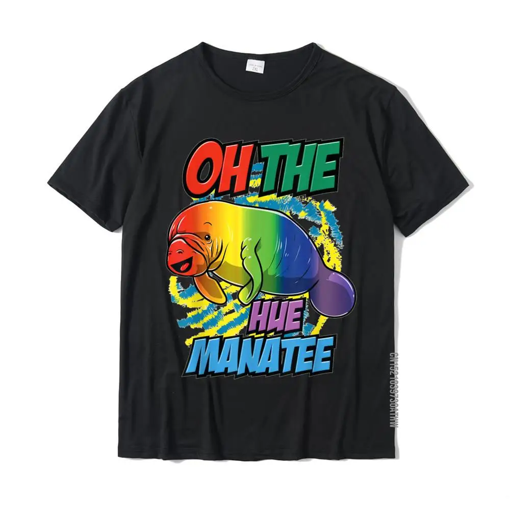 Oh The Hue-Manatee - Funny Colorful Rainbow Manatee T-Shirt Design T Shirts For Men Cotton Tees Custom Funky