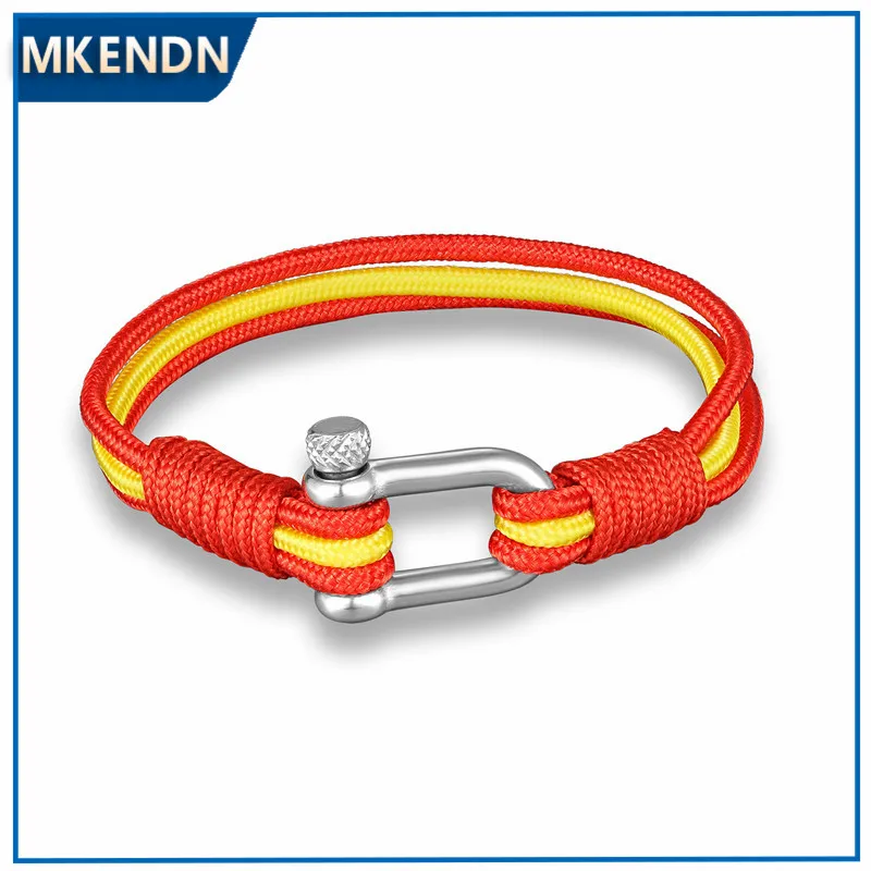 MKENDN New Arrival Country France Flag Sport Camping Parachute Cord Men Women Nautical Survival Rope Chain Bracelet Summer Style