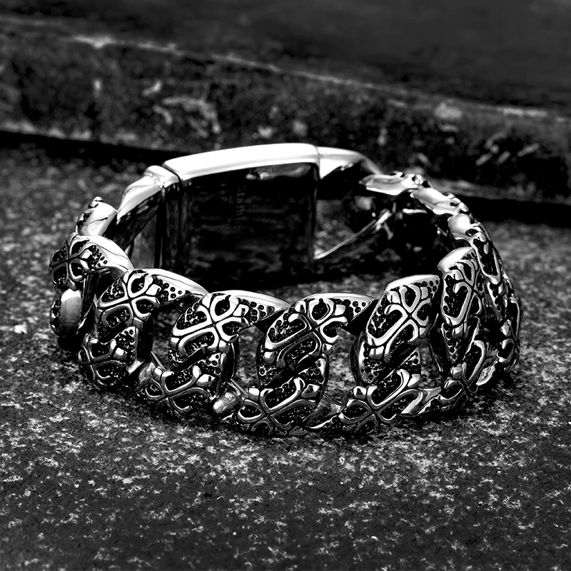 2022 New Trend Punk Long Skull Bracelets For Men titanium Steel Shiny Skull Charm Link Chain Bracelets Male Gothic hand Jewelry