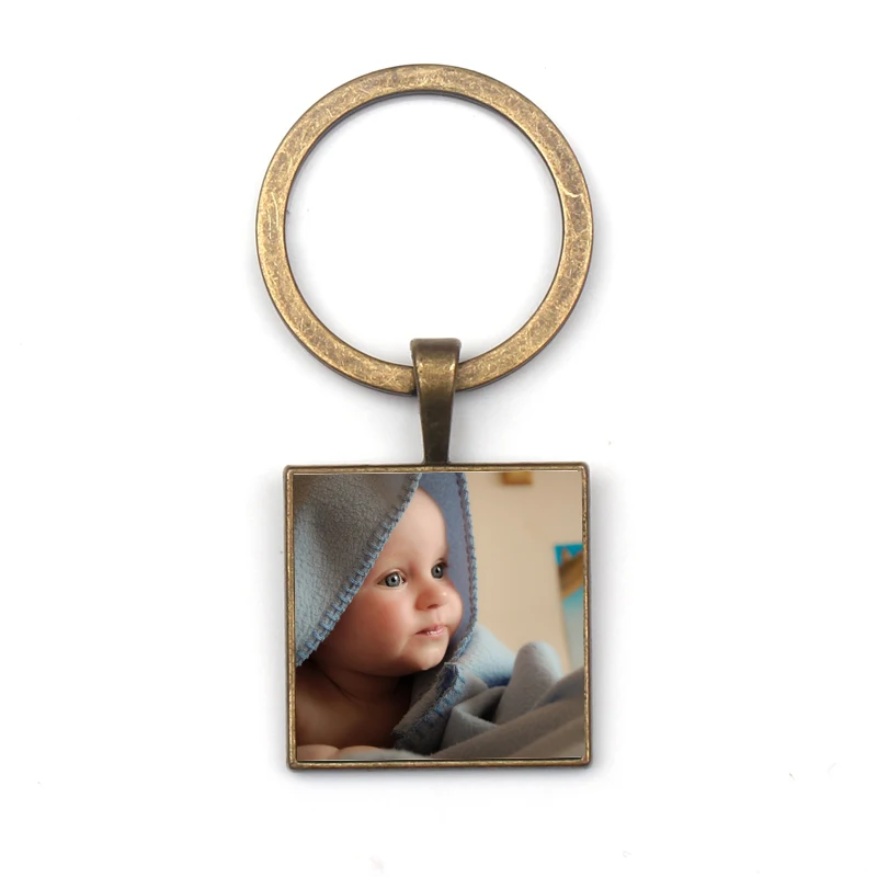 Personalizeds Custom Picture Family Portrait square Keychain Baby Photo Children Private Custom Mom Dad Grandparents Unique