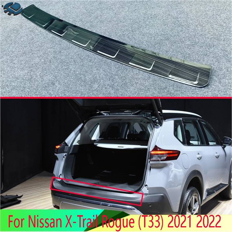 For Nissan X-Trail Rogue (T33) 2021 2022 Stainless Steel Rear Bumper Protection Window Sill outside Trunks Decorative Plate