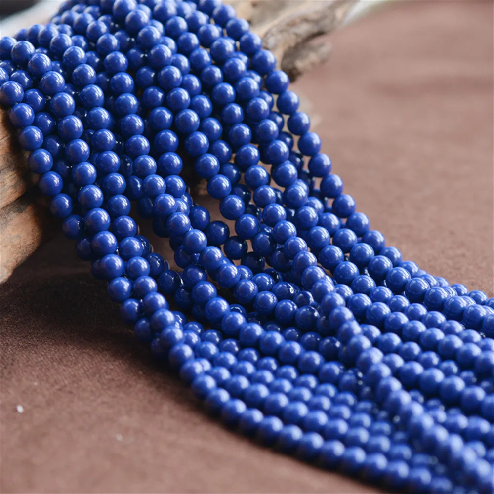 Joanlyn Natural Azurite Beads Pure Royal Blue Beads 4mm-10mm Smooth Polished Round 15 Inch Strand LL33