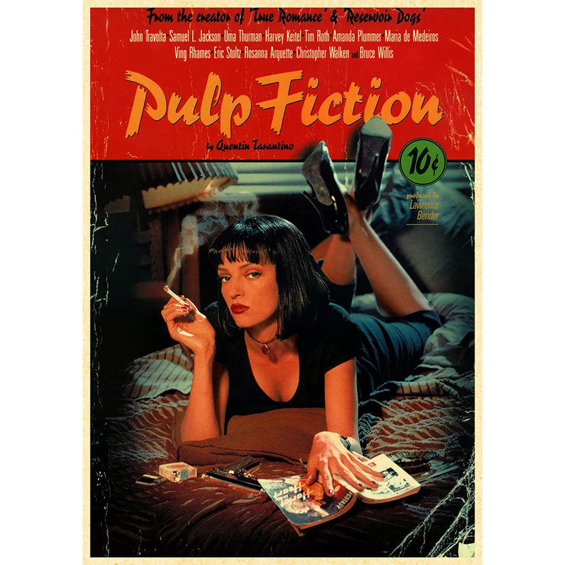 Classic Movie Poster Pulp Fiction Kraft Paper Vintage Posters For Home Bar Living Decor  High Quality Wall Sticker