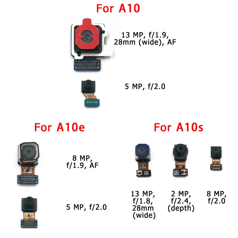 

Front Rear Back Camera For Samsung Galaxy A10 A10s A10e Main Facing Frontal Camera Module Flex Replacement Spare Parts