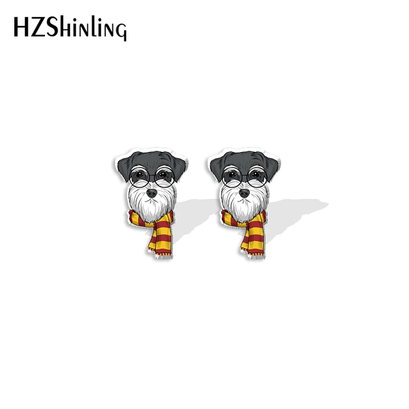 2021 New Schnauzer Stud Earring Dog Series Acrylic Resin Earrings Epoxy Handmade Jewelry Gifts Girl