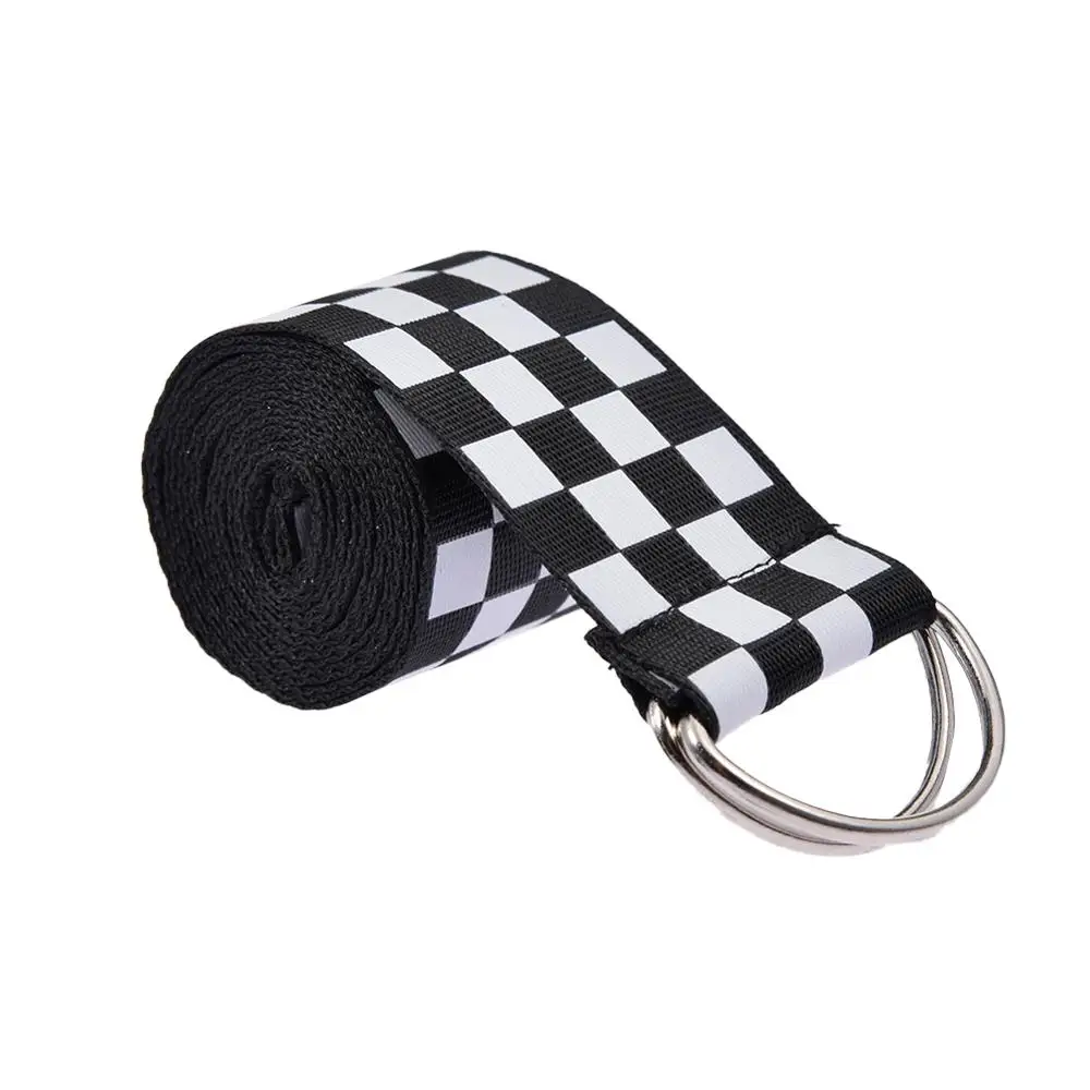 

135cm Women's Checkerboard Belt Canvas Waist Belt Cummerbunds Waistband Fashion Black White Plaid Belt