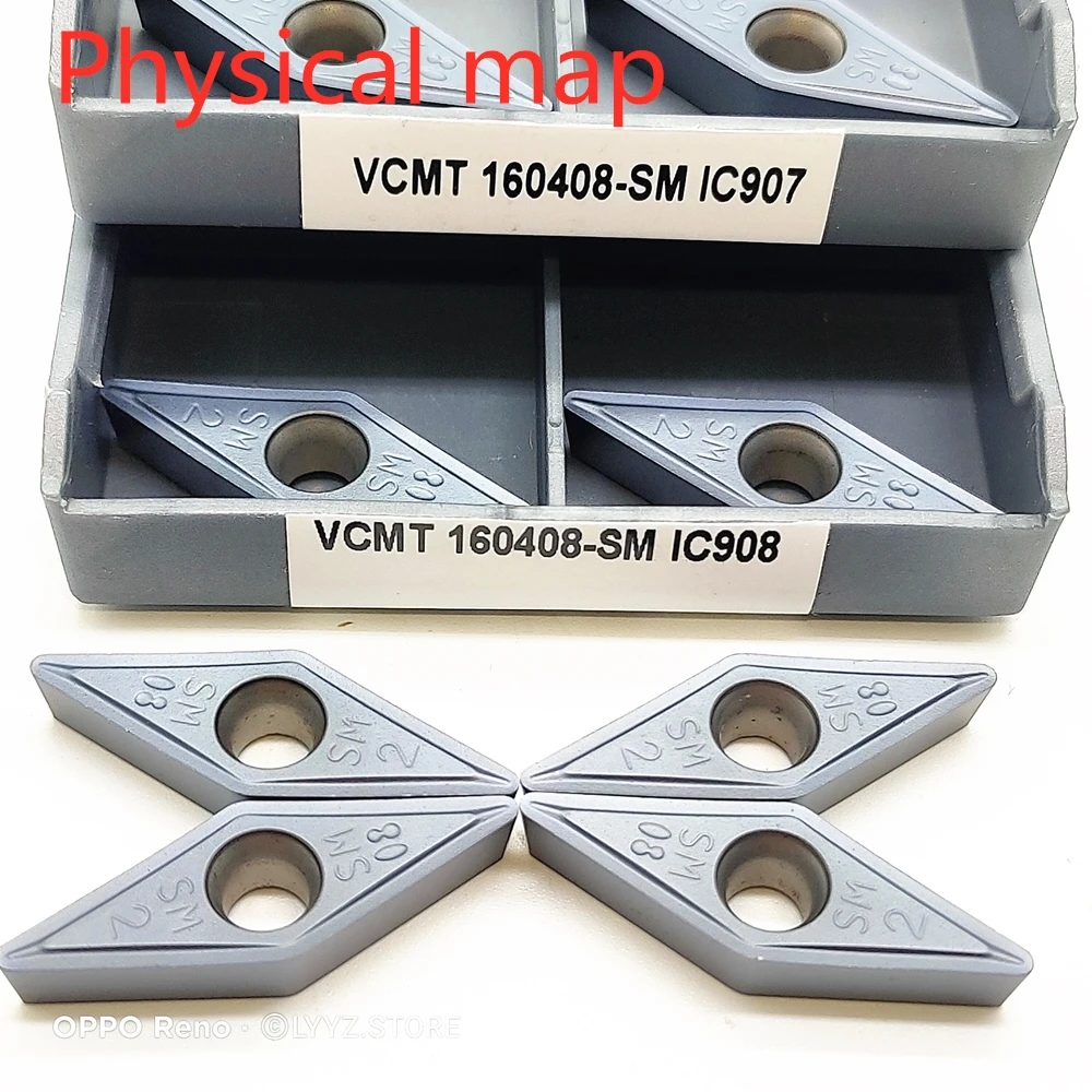 Ferramenta de rotação interna vcmt160408 sm ic907/ic908, vcmt 160408, inserções de carboneto, para torno cnc, ferramentas de corte de giro