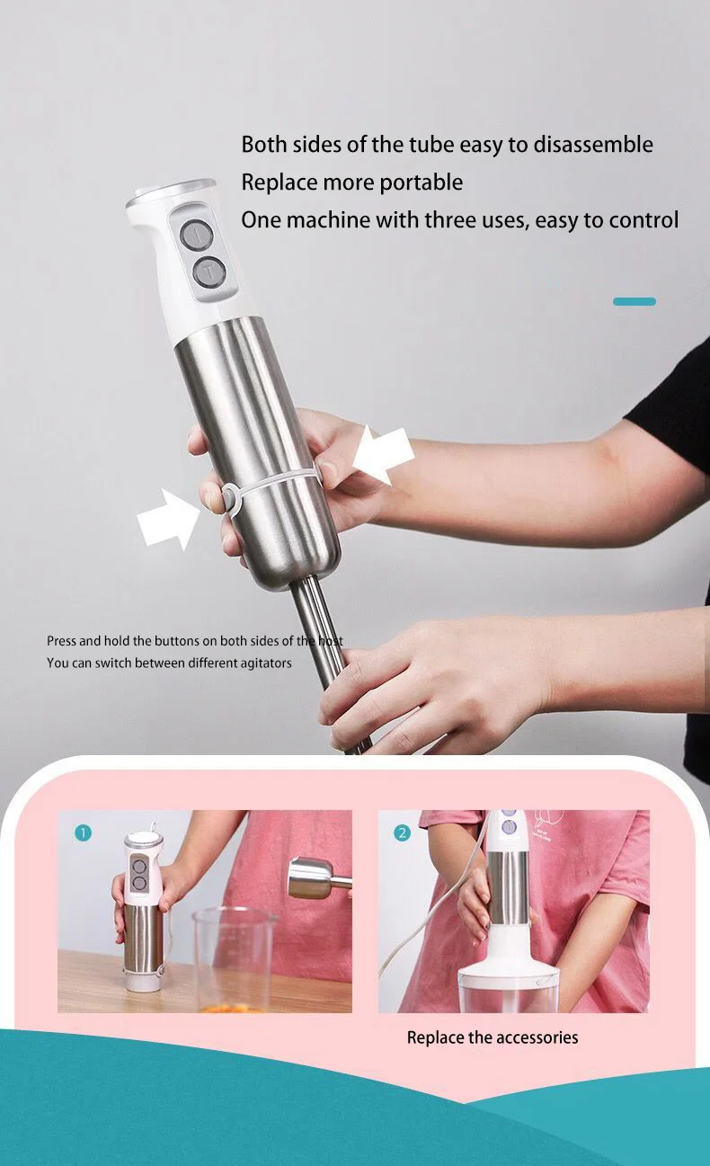 Portable immersion Blender for Kitchen, Hand Blender, Food Processor Stick with Chopper Whisk, Electric Juicer Mixer, Factory