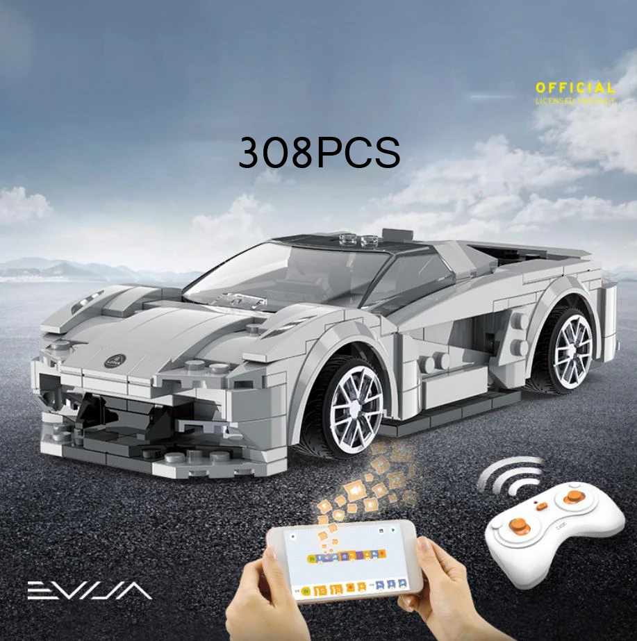 Beginner Technical Lotus Super Sport Car Evija Model Building Block App Rc Brick 2.4ghz Radio Remote Control Vehicle Toy For Boy