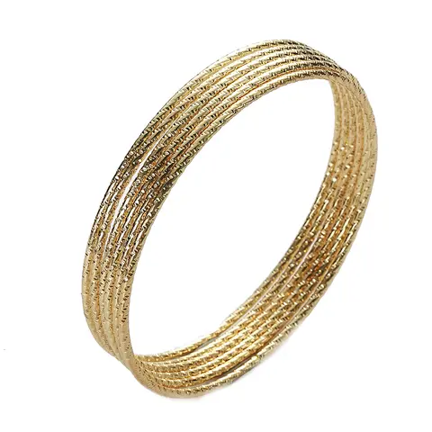 6PC/SET Fashion Gold Plated Silver Color Bangles Bracelets For Women 68mm Big Circle Wire Indian Bangle Jewelry Gifts Wholesale