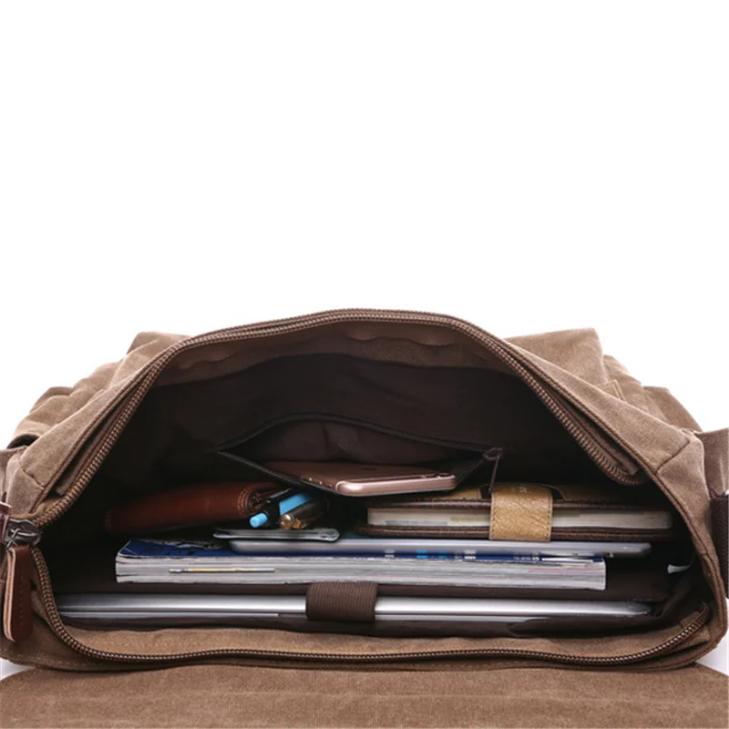 Bolso de mensajero de cuero de lona para hombre, bolso grande para hombre, bolso de viaje para ordenador portátil
