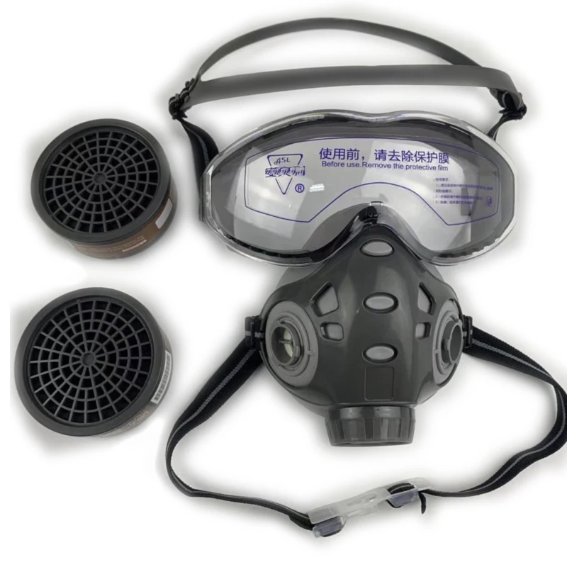 8200 Type With Eye Goggle Full Face Respirator Gas Mask for Paint Formaldehyde Sanding Polishing Spraying Against Dust Chemicals