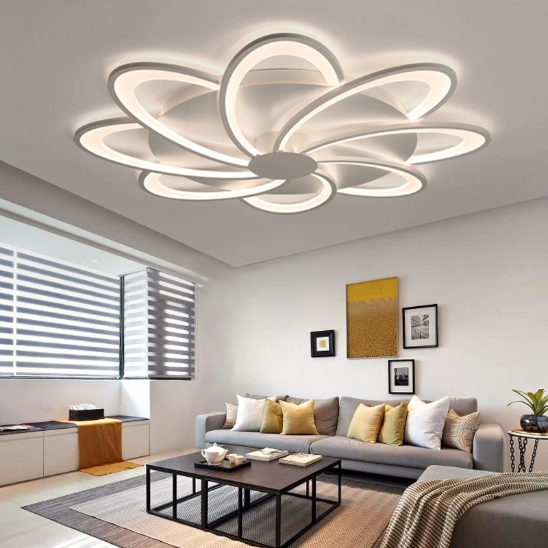 

White Acrylic Modern Chandelier Lights For Living Room Bedroom remote control Led indoor Lamp Home dimmable Lighting Fixtures de