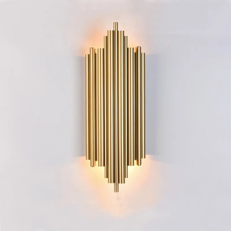 

Gold Chrome Led Wall Lights Metal Pipe Body For Living Room Bedroom Bedside Surface Mount Home Decoration Loft Sconce Fixtures