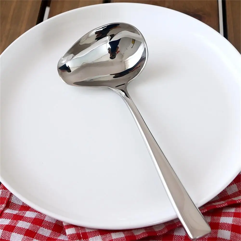 Sauce Drizzle Spoon Solid Reusable Stainless Steel Rust Proof Safe Hot Pot Soup Ladle for Kitchen