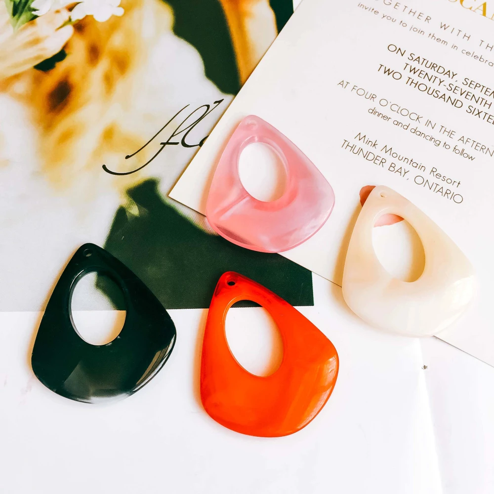 ZEROUP Acrylic Plastic multicolor Eardrop Triangle Shape Earring Accessories Pendant Necklace Charms Diy Handmade Material 10pcs
