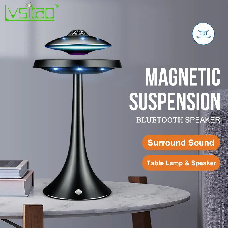 Magnetic Suspension Levitating Led Table Lamp With UFO Speaker Bluetooth Surround Sound BT Speaker Creative Gifts Night Lights