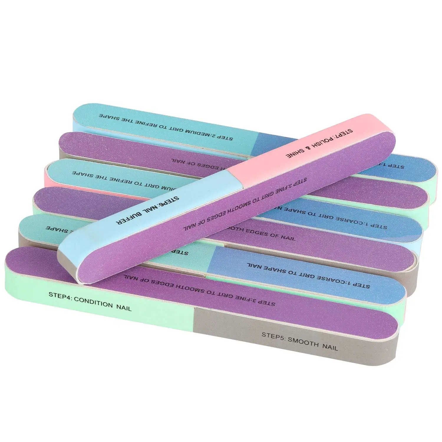 1/2/3 Pcs Nail Files 7 Sided Nail Buffering Files 7 Way Nail File Washable Emery Boards Nail Buffer Block for Home and Salon Use