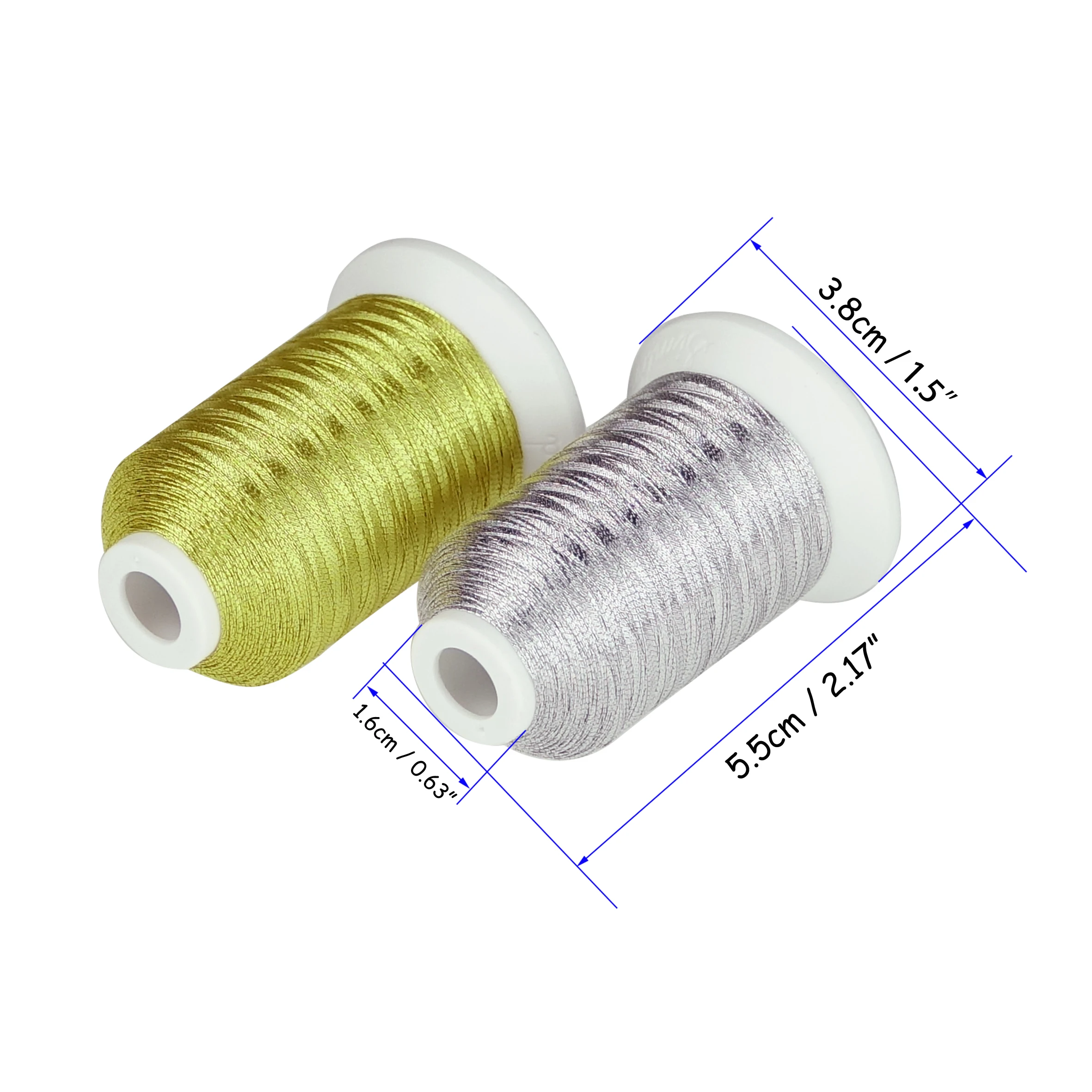 Simthread Gold Silver Colors Metallic embroidery thread for hand or machine embroidery, 6 spools 550 yards each