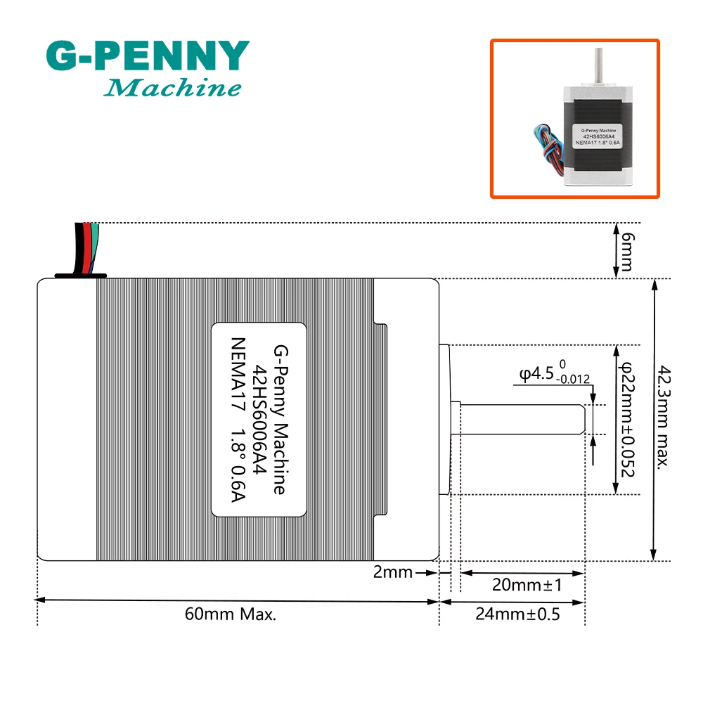 Nema 17 stepper motor 42x60mm for sale 0.6A 0.75N.m 1.8deg 107Oz-in stepping motor For Cut Laser Engraving 3D Printer
