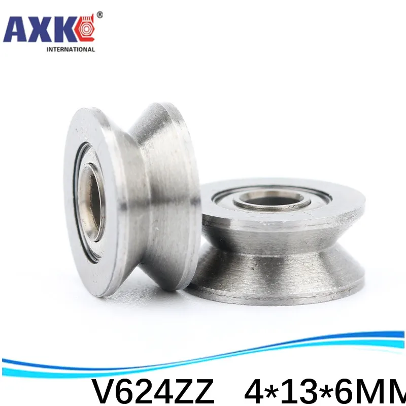 

V624ZZ V groove roller wheel ball bearings 4*13*6 mm embroidery machine pulley bearing V624 624VV (Carbon steel) 4X13X6 MM