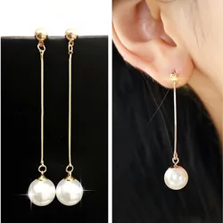 Long Pearl Earrings for Women Korean Fashion Hanging Earrings Gold Color Simulated Pearl Drop Earrings boucle d'oreille