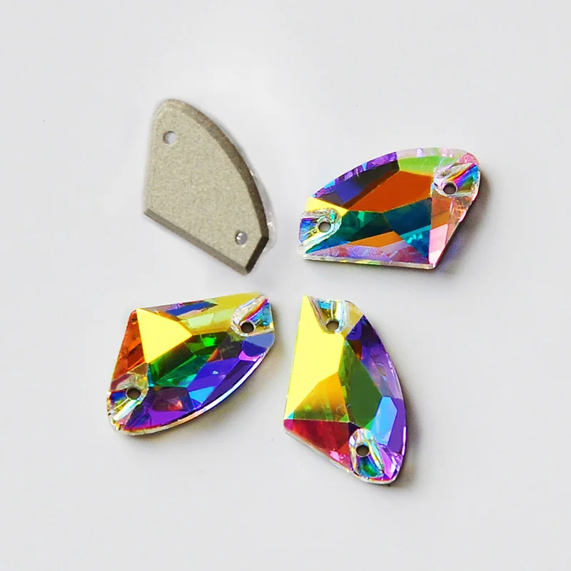SW Runde Rivoli Drop Crystal AB Tschechischer Silberboden Aufnähbare Strasssteine Österreichische Steine Zwischenknöpfe für Kleidung und Schmuck – Detail 6