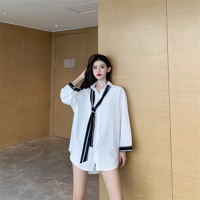 

2022 New Casual Chiffon Shirt Women's Clothing Retro Long-sleeved Chic Spring Autumn Blouse D1498