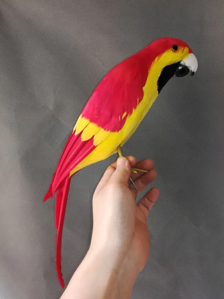 

about 42cm lifelike parrot bird model foam&feathers yellow&red parrot handicraft home garden decoration gift p2222