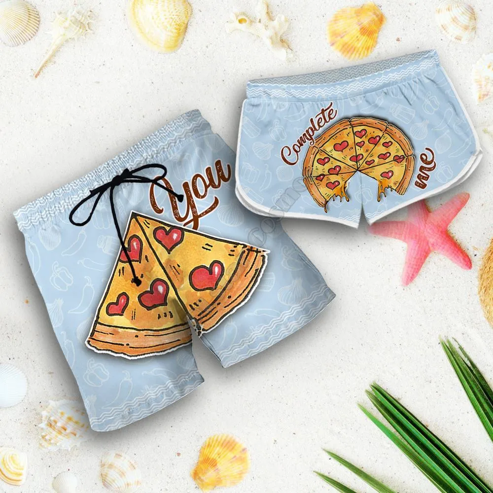 Couple Matching Pizza Piece Shorts 3d Shorts women for men Elastic Waist Shorts Summer Couple Beach Shorts 02