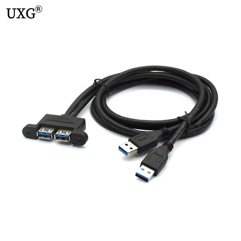 Double USB 3.0 Extension Cable Male to Female extender cable  cord Dual Shielded w/Screw Panel Mount