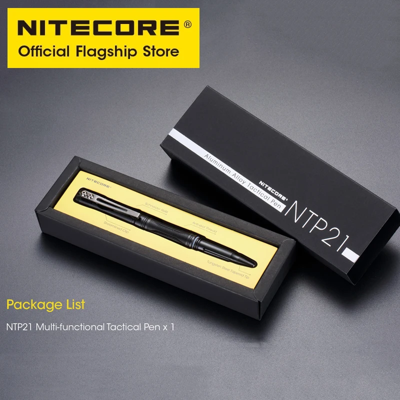 NITECORE-Bolígrafo táctico EDC portátil multifuncional de aleación de aluminio NTP21 para escritura de rotura de vidrio de emergencia,