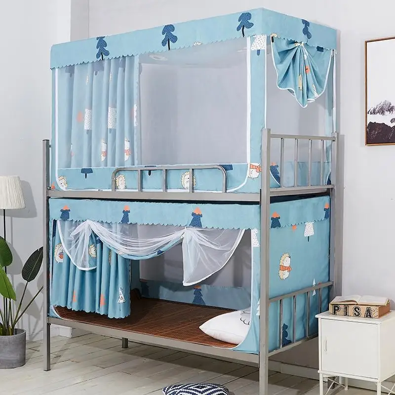 Upper and Lower Bunk Bed Student Dormitory Dual-Purpose Mosquito Net Bed Curtain Integrated Bedroom Shading Mosquito Net 3-Door