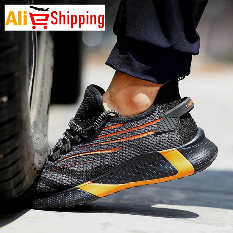 Mens Work Boots Safety Shoes Steel Toe Cap Lightweight Breathable Hike Sneakers Construction Shoes for Men PM054