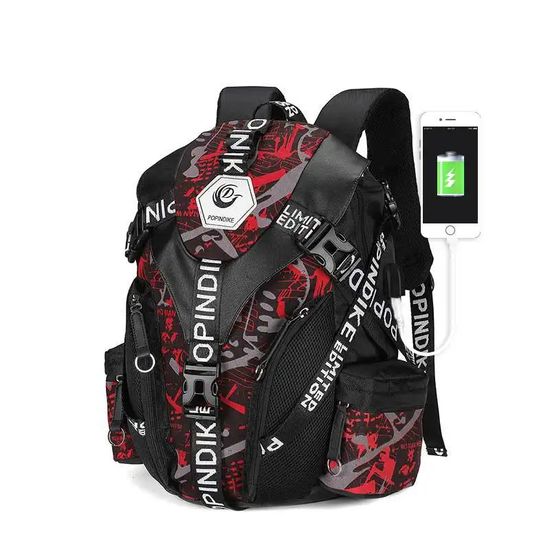 USB Charging Men Backpack New Waterproof Schoolbag For Middle School Students Casual Print Travel Bag Laptop Rucksack