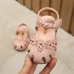 Sandales d'été pour bébés filles, chaussures douces astronomiques pour enfants, blanc rose, anti-coup de pied, sandales de plage pour tout-petits CSH1018