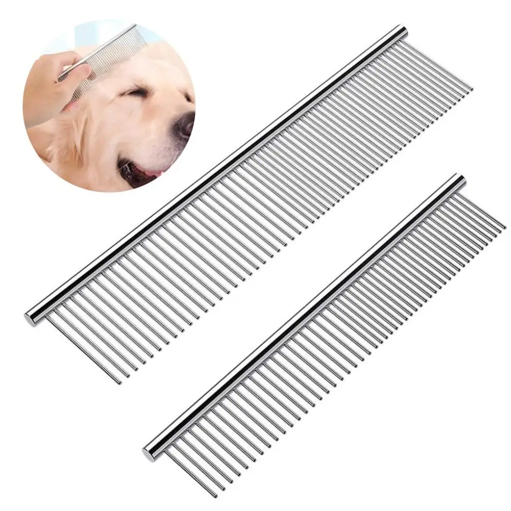 

Stainless Steel Dog Combs with Rounded Ends Teeth Cat Grooming Tools for Removing Knots Pet Comb for Long and Short Hair