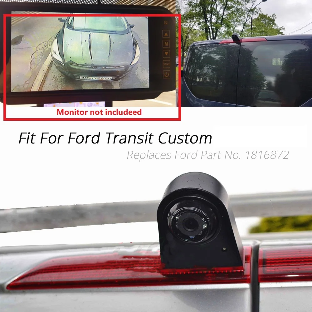 E9 HD 720P 3rd Brake Light Rear View Camera+4.3'' monitor for Transporter FORD Transit Custom V362 2012-2018,Night Vision Camera