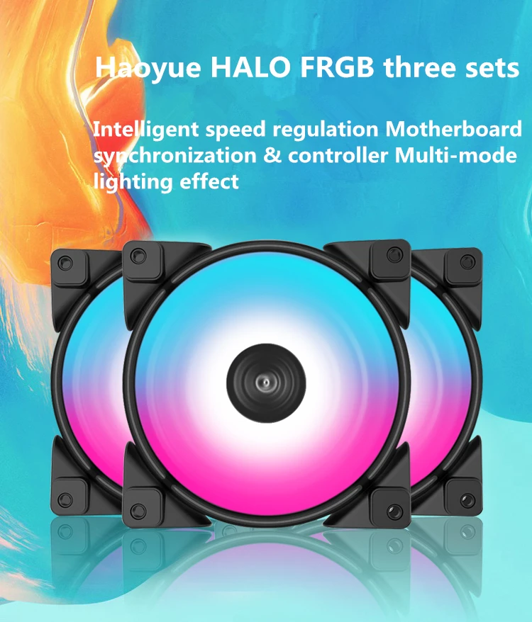 Pccooler 3/Pack Halo Rgb Fan 12Cm 12V & 5V Frgb 3Pin & 4Pin Pwm Stille koelventilator Rgb Chassis Fan Desktop Computer Gastheer Fan