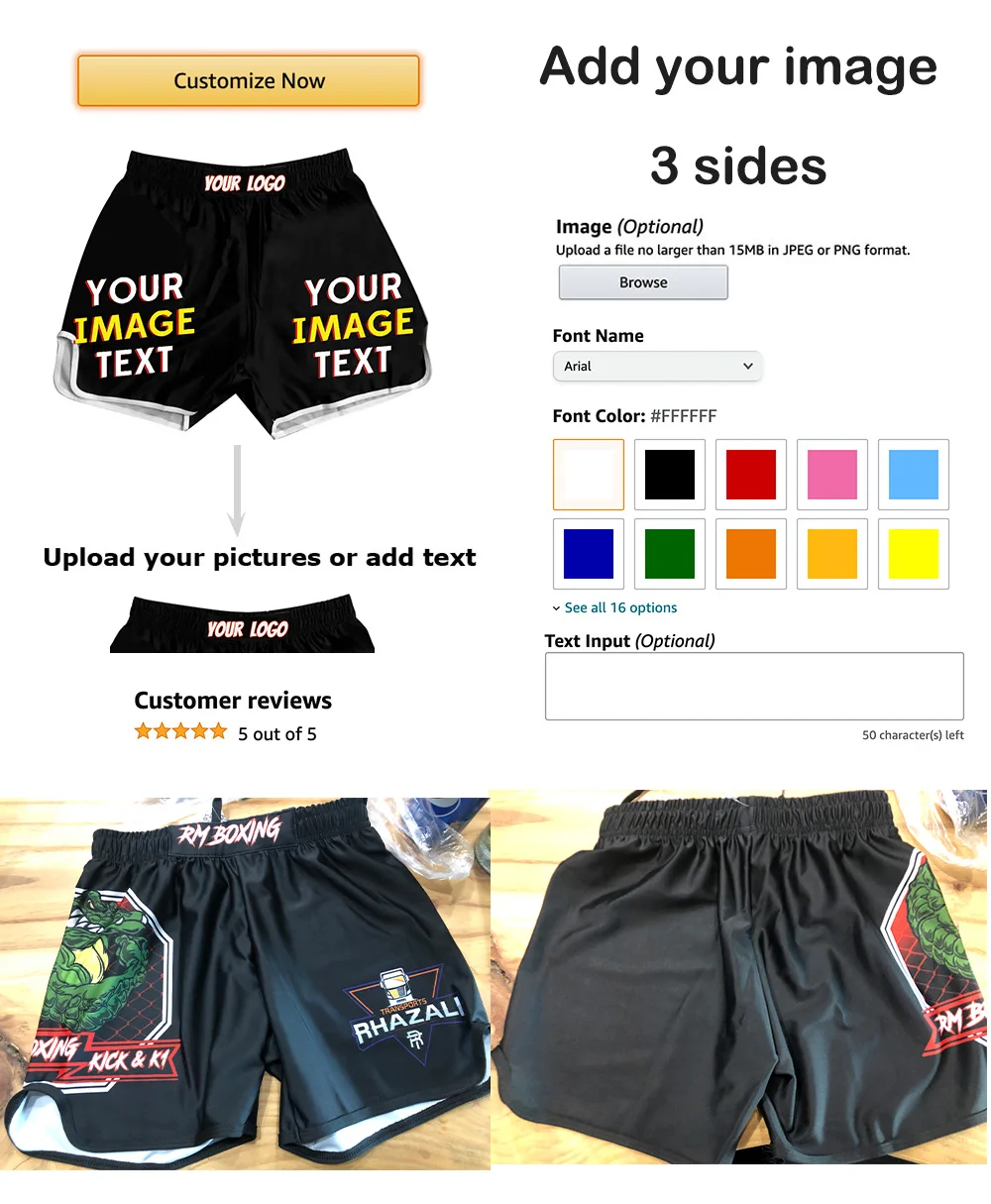 Customized Personalized Muay Thai Shorts Team Club Combat MMA BJJ Boxer Boxing Trunks Quick Dry Moisture Wicking Fight Wear