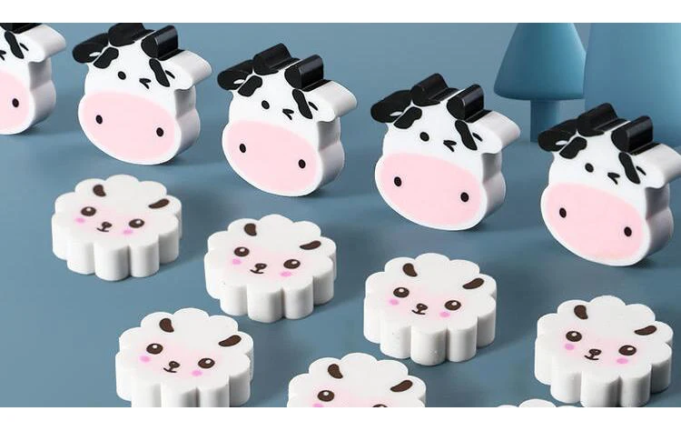 20pcs/box Creative Rubbers Cow Sheep Animal Style Erasers for School Supplies Kids Gift Stationery (ss-824)