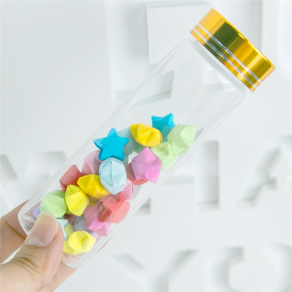 

90ml Hyaline Small Glass Bottles have Screw Plastic Cap with Golden Tangent Reusable Refillable Craft Vials Candy Pot 24Pcs