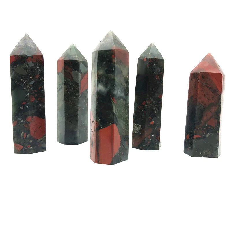 1PC Natural Africa Blood Stone Point Tower Wand Energy Crystal Healing Specimen Natural Stones and Minerals