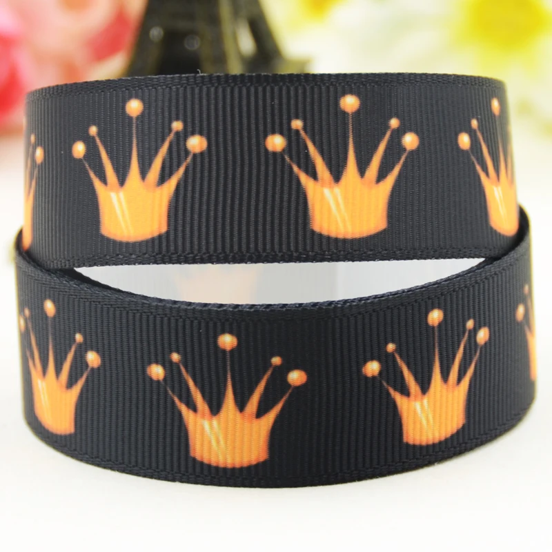 22mm 25mm 38mm 75mm Crown cartoon printed Grosgrain Ribbon party decoration 10 Yards satin ribbons