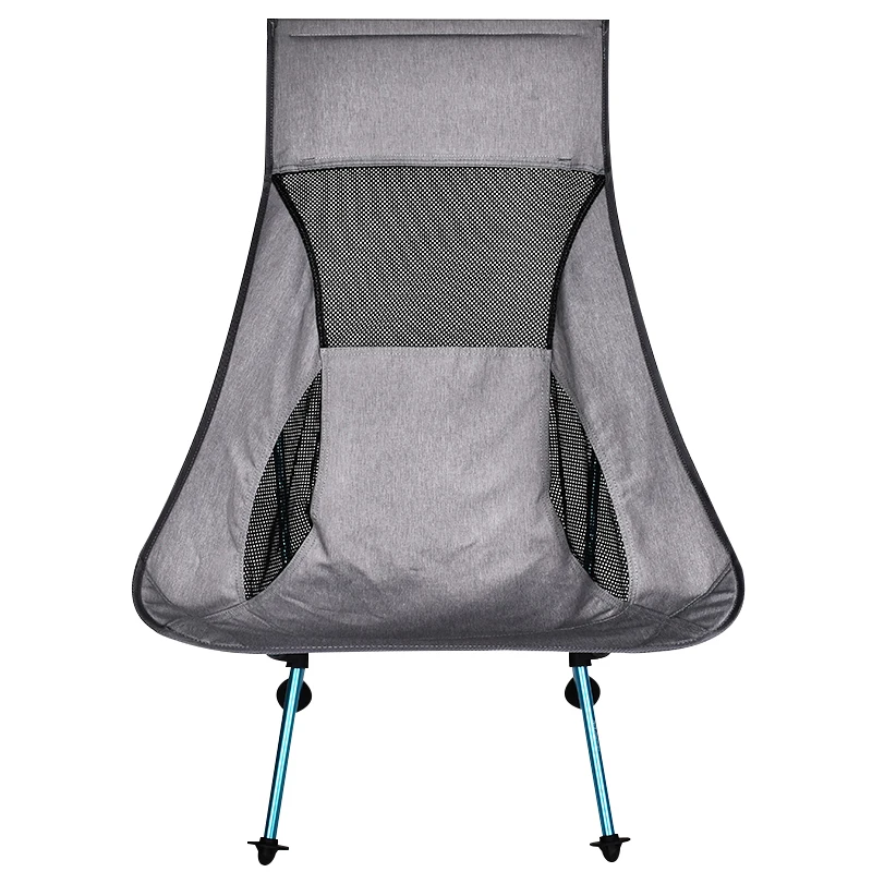 Portable Gray Moon Chair Fishing Camping Folding Hiking Seat with Pocket Ultralight Chair Outdoor Furniture Camping Chair