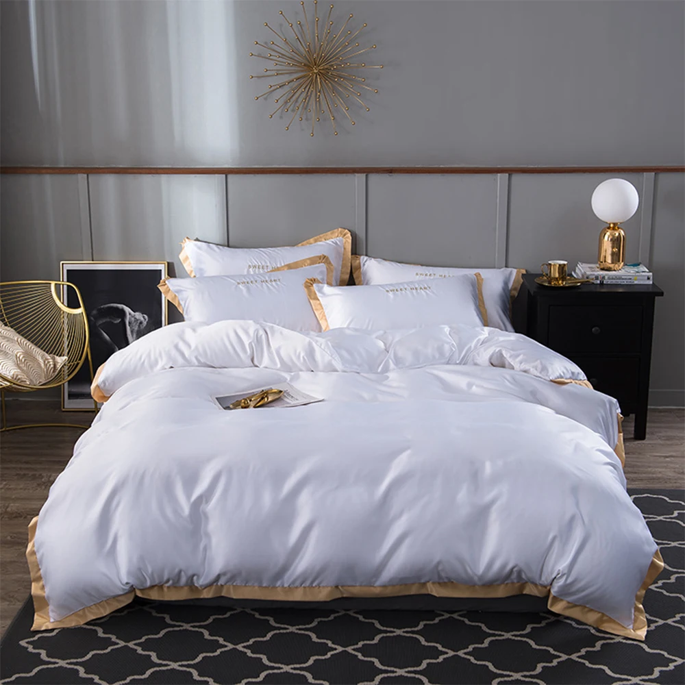 

Luxury 4PCS Bedding Set Nordic Solid Duvet Cover Sets With Pillowcase Bed Linens Sheet Quilt Cover Single Double Queen Bed Sets