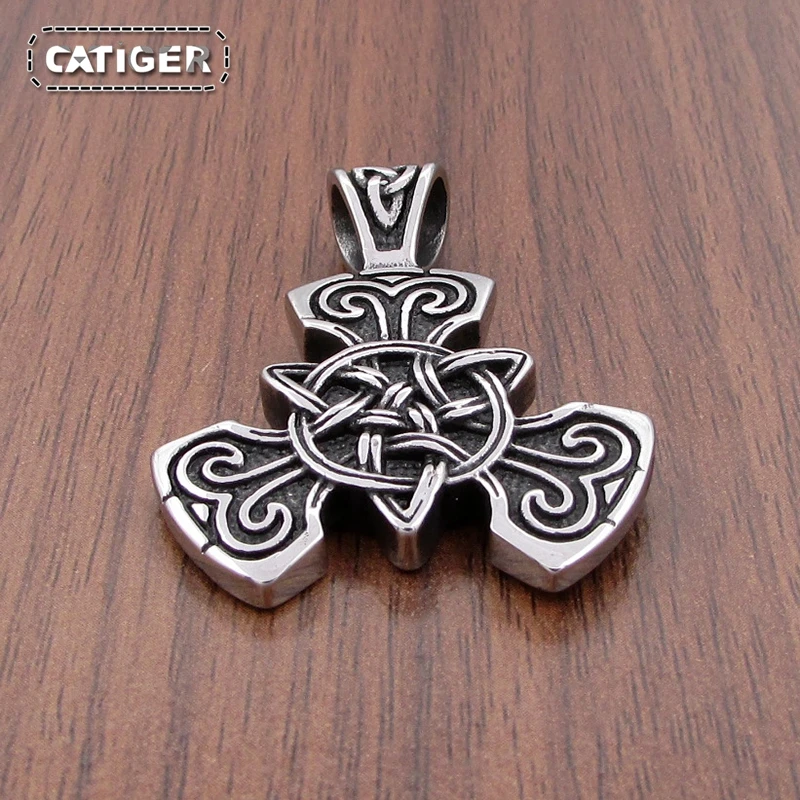Free Shipping Vintage Witch Triquetra Trinity Celtic Knot Necklace 316 Stainless Steel Pentagram Triple Magic Pendant