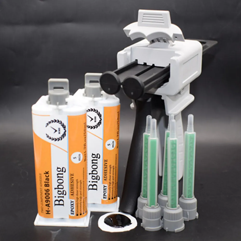 2 Stück 1:1 Starkes Epoxidharz Schwarzer Klebstoff 50ml Epoxidharz AB-Kleber & 50ml Manuelle Klebepistole 1:1 Dosierpistole & 5 Stück Mischdüsen – Detail 7