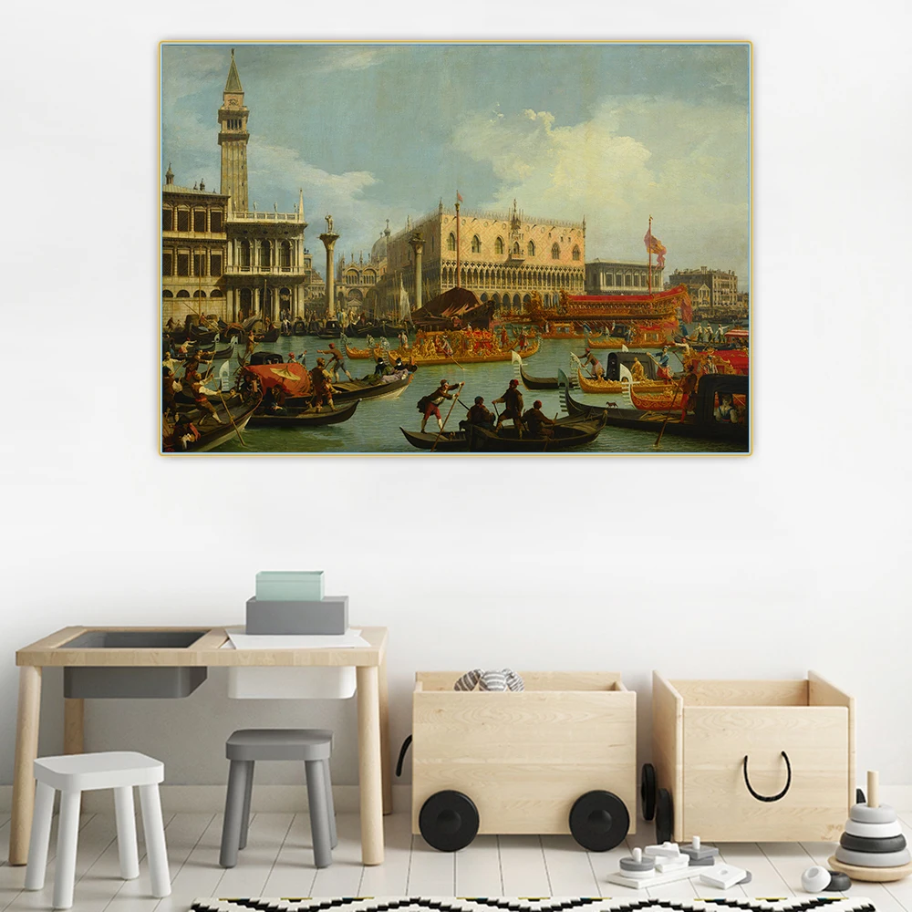 

Citon Canaletto《Bucentaur's return to the pier by the Palazzo Ducale》Canvas Art Oil Painting Picture Wall Decor Home Decoration